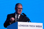 Prime Minister Keir Starmer Speaks At A Conference In London