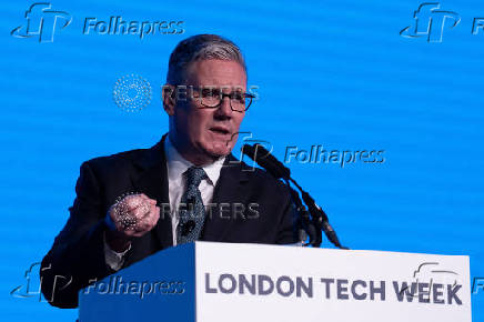 Prime Minister Keir Starmer Speaks At A Conference In London
