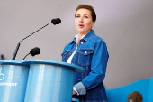 Denmark's Prime Minister Mette Frederiksen attends the political festival Folkemoedet in Allinge
