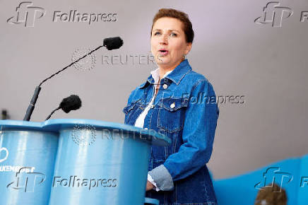 Denmark's Prime Minister Mette Frederiksen attends the political festival Folkemoedet in Allinge