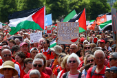 Protest against conditions in Gaza, demanding that the caretaker government impose sanctions against Israel, in The Hague