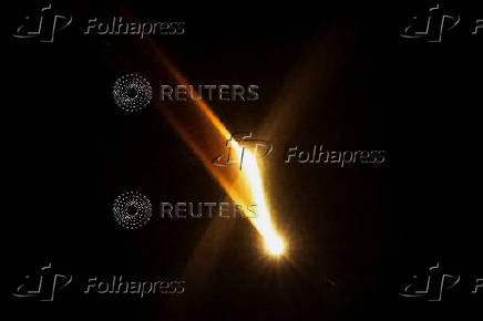 Missiles launched from Iran towards Israel are seen from Tubas