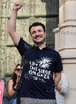 Welcome rally for Columbia University graduate student Mahmoud Khalil, in New York City