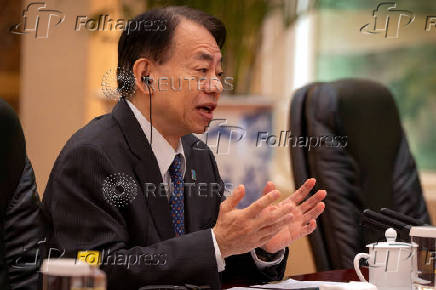 FILE PHOTO: Chinese Premier Li Qiang meets ADB President Masatsugu Asakawa in Beijing