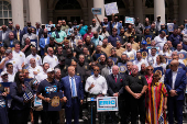 New York City Mayor Eric Adams endorsed  by members of the law enforcement for re-election in New York