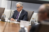 Chairman of the Federal Reserve Jerome Powell leads a Federal Reserve Board open meeting