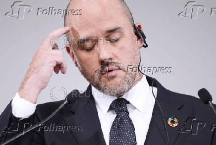 Nissan's CEO Ivan Espinosa speaks to reporters during a press conference in Yokohama