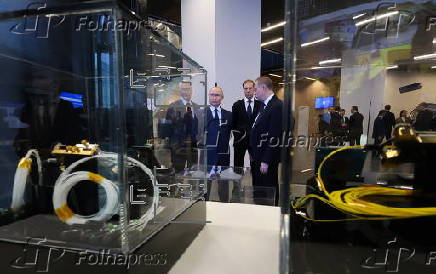 Russian President Vladimir Putin visits the Bauman Moscow State Technical University