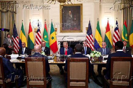 U.S. President Donald Trump meets with leaders of Gabon, Guinea-Bissau, Liberia, Mauritania, and Senegal at the White House in Washington