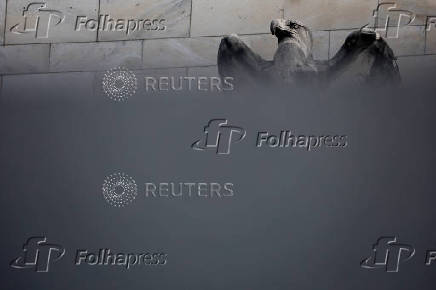 Construction work continues at the U.S. Federal Reserve building as U.S. President Donald Trump assails Fed Chair Powell