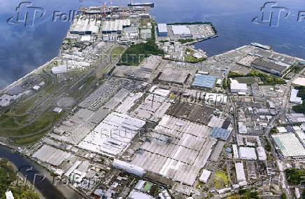 An aerial view shows Nissan Motor Co's Oppama plant in Yokosuka, Japan