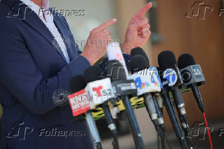 California Governor Newsom holds press conference after federal government's demobilization of 2,000 National Guard members, in Downey
