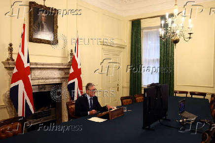 Britain's PM Starmer co-chairs the Coalition of the Willing videoconference call with European leaders on Ukraine, in London