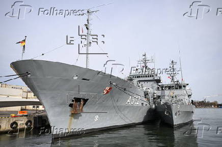 Warships of NATO countries moored at the Port of Gdansk