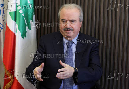 Lebanon's Finance Minister Yassine Jaber attends an interview with Reuters at the Ministry of Finance in Beirut