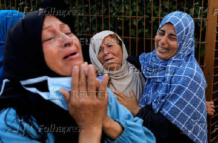 Funeral of Palestinians killed in Israeli strikes, in Khan Younis