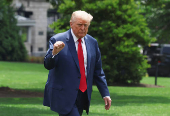 U.S. President Donald Trump arrives at the White House, in Washington