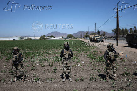 U.S. federal agents and immigration officers raid an agricultural facility in Camarillo