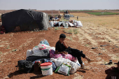 People gather on land between Deraa and Sweida after Druze unrest