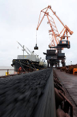 Coking coal is unloaded at Immingham Port