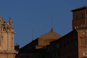 A view of the roof of the Sistine Chapel, where a chimney for the conclave will be set, at the Vatican