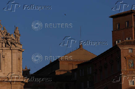 A view of the roof of the Sistine Chapel, where a chimney for the conclave will be set, at the Vatican