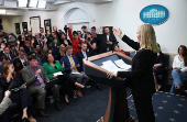White House press secretary Karoline Leavitt holds a briefing in Washington