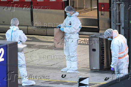Aftermath of a knife attack at Hamburg's main train station