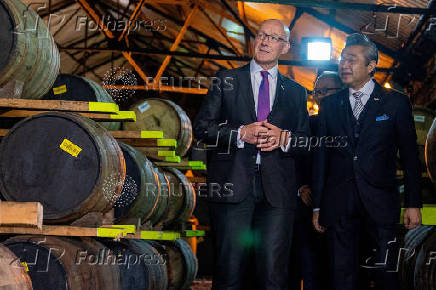 First Minister of Scotland John Swinney and Japanese Ambassador to the UK, Hiroshi Suzuki, visit the Auchentoshan Distillery