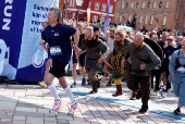 Denmark's King Frederik participates in Royal Run in the old city of Ribe