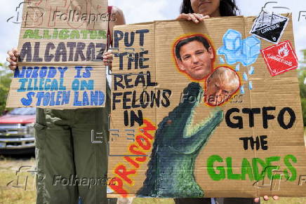 'Stop Alligator Alcatraz' deportation center protest