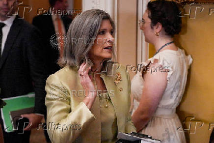 U.S. Senator Joni Ernst (R-IA) walks to a policy luncheon meeting on Capitol Hill