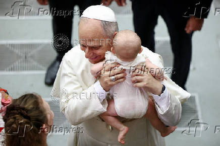 Pope Leo XIV holds the weekly general audience in the Paul VI Hall at the Vatican