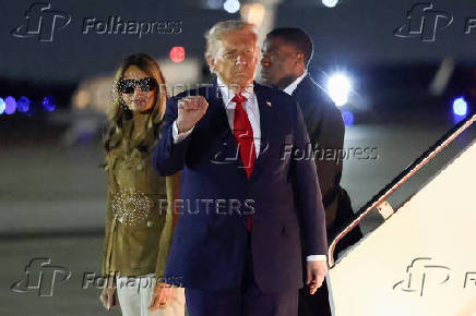 U.S. President Trump returns from state visit to Britain