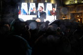 El Salvador's President Nayib Bukele delivers a speech to mark the first year of his second term in office, in San Salvador