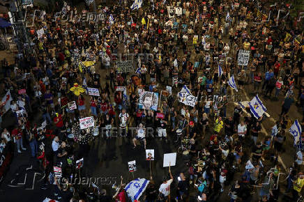 Protest in support of Israeli hostages in Gaza and against Israeli government, in Tel Aviv