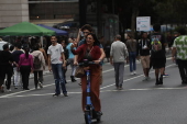 Domingo de frio na Av. Paulista aberta para pedestres em São Paulo