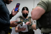 U.S. federal immigration officers operate at immigration court in New York