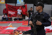 Protest during the anniversary of the 2009 coup d'état, in Tegucigalpa