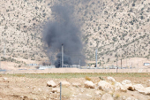 Smoke rises after a drone attack targeted oil facilities in the Zakho area of Iraq's Kurdistan region