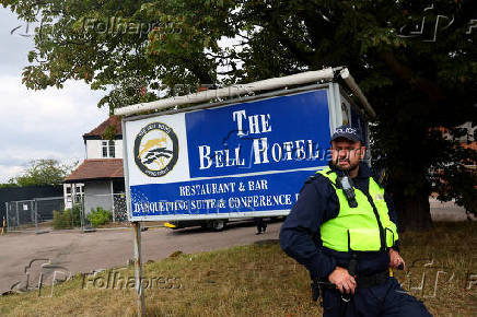 Protests outside a hotel used for housing asylum seekers, in Epping