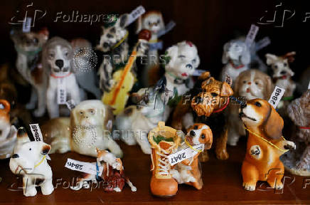 Numbered dog-related figures are seen while Gabarro's relatives and friends count them for the Guinness World Record in Terrassa