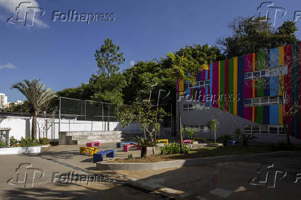 Área externa da Escola Mais no Jardim Marajoara, em SP
