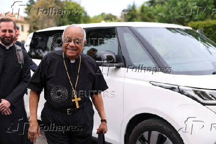 Cardinal Wilton Gregory arrives before a Sunday Mass in the church of Immaculate Conception of Mary in Grottarossa (Immacolata Concezione di Maria a Grottarossa), in Rome