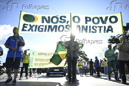 Bolsonaro ato pela anistia em Brasília