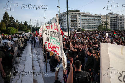 Protesters rally in Athens demanding 'Food for Gaza', amid the ongoing conflict between Israel and Hamas