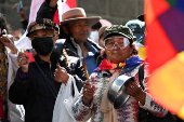 FILE PHOTO: Evo Morales supporters march in mourning amid economic crisis, in La Paz