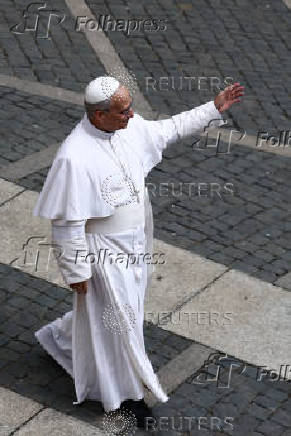 Pope Leo XIV leads the Angelus prayer in Castel Gandolfo