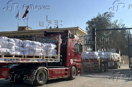 Aid trucks cross through Rafah border at Egypt's crossing with Gaza