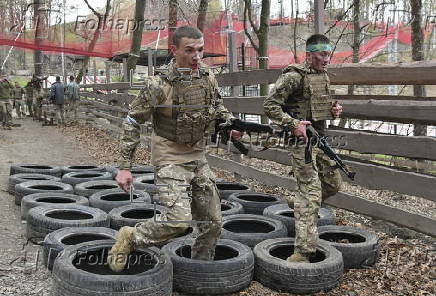 Ukrainian military-style obstacle course race 'Kordon Race' near Lviv